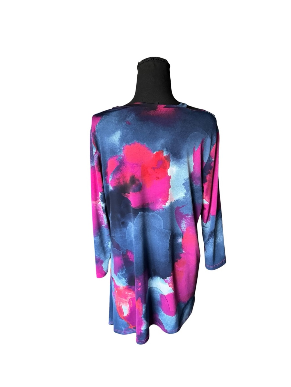 Clara Sun Woo M Abstract Watercolor Cold Shoulder Asymmetrical Tunic Top USA - Picture 2 of 7